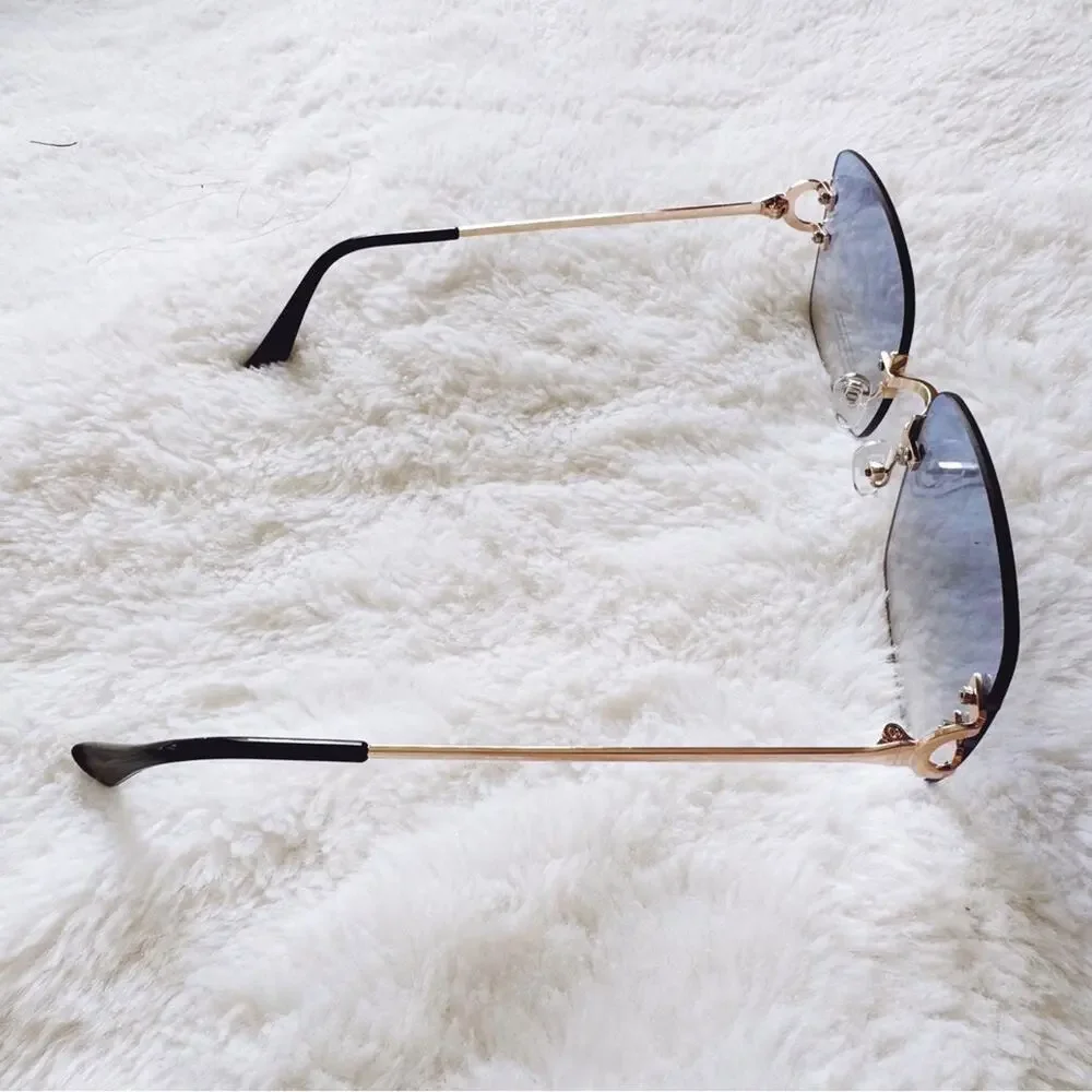 Laurel Clear Blue Rimless Sleek Sunglasses - Picture 7 of 11